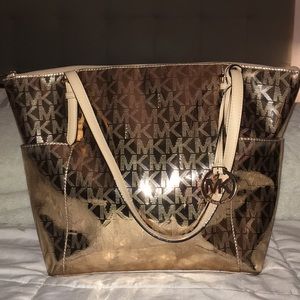 Michael Kors Rose Gold Chrome Large Tote